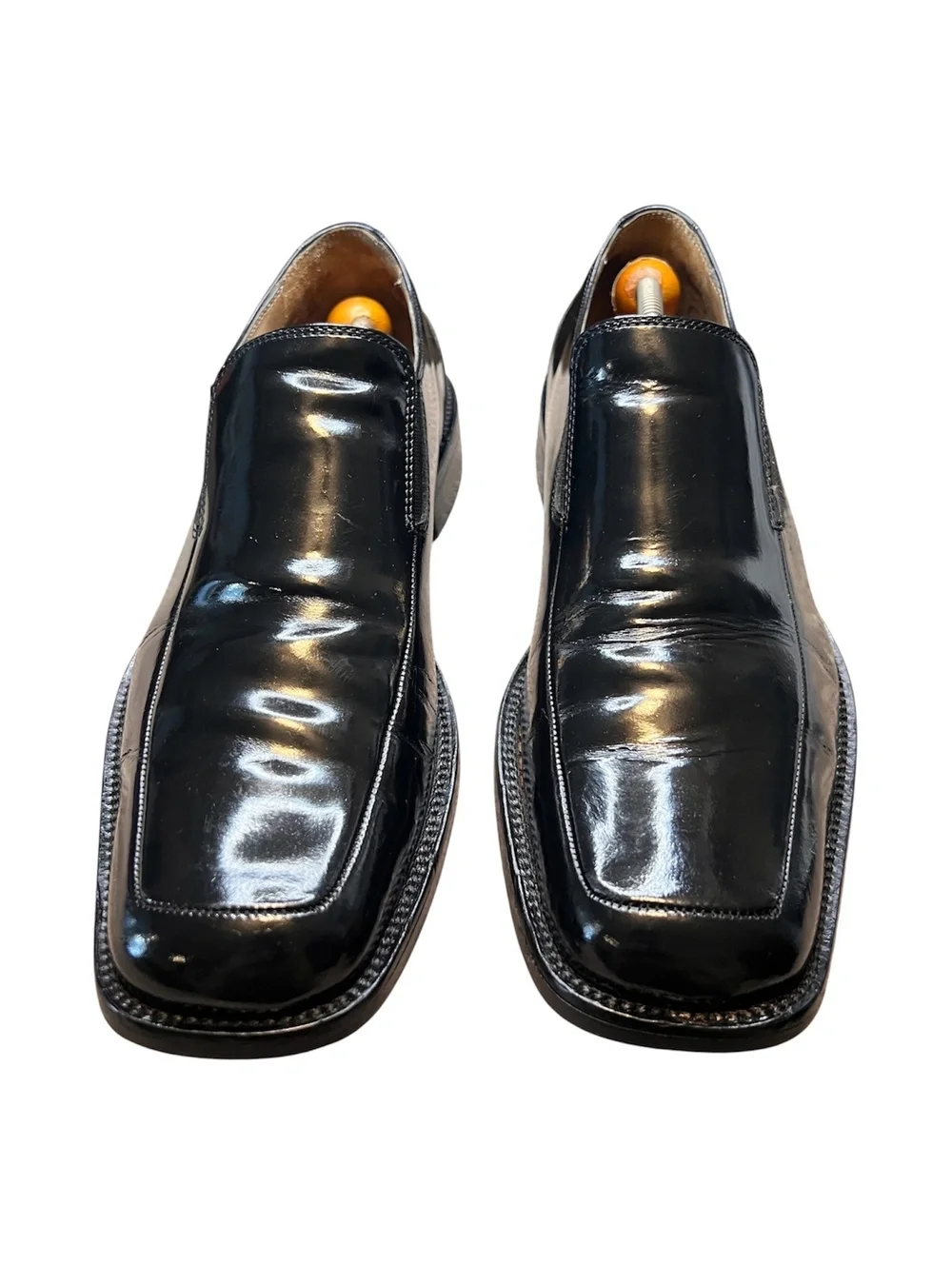 VTG Kenneth Cole New York Blk Leather Square Toe Slip On Loafers Mens Size 11.5